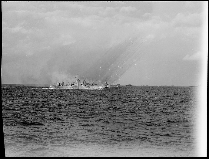 LSM's launching rockets 5 days before the invasion of Okinawa