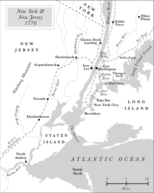 New York City and surrounding area map from Tom Paine's War.